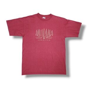 Vintage University Of Indiana Hoosiers Red Midwest Embroidery T-Shirt Men's XL